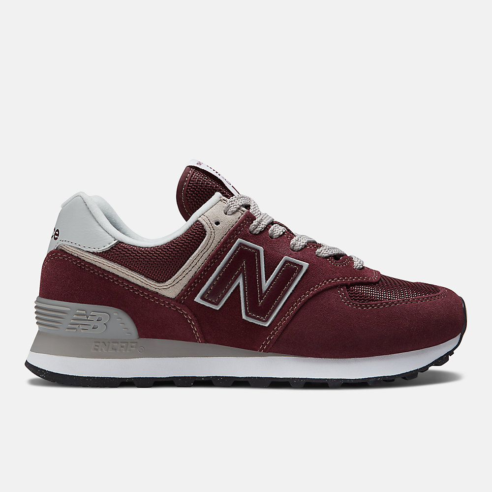 New Balance 574 Core Shoes Burgundy with White